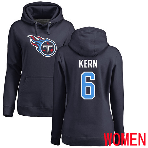 Tennessee Titans Navy Blue Women Brett Kern Name and Number Logo NFL Football #6 Pullover Hoodie Sweatshirts